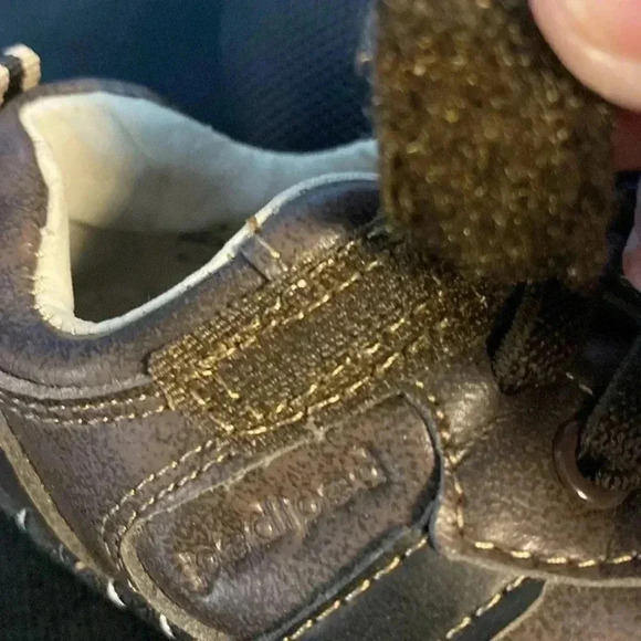 PEDIPED INFANT SIZE 6-12 MO BROWN FAUX LACES AND HOOK LOOP SLIP ON SHOE - Picture 10 of 11